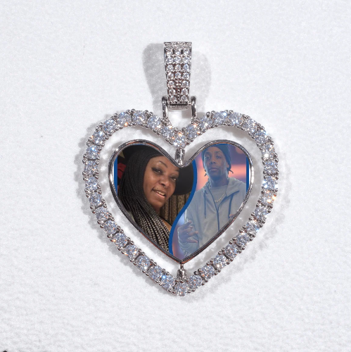 3D Spinning 2-Faced Heart Custom Picture Pendant