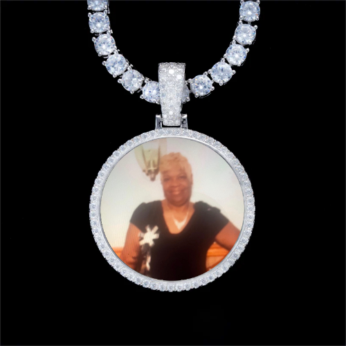 925S & VVS Moissanite 3D Circle Custom Picture Pendant