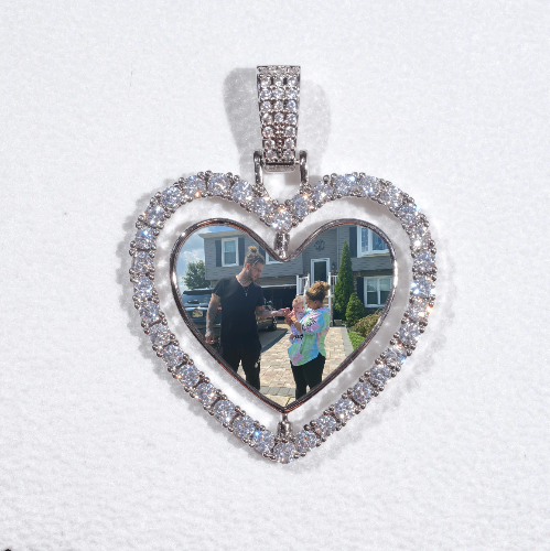 3D Spinning 2-Faced Heart Custom Picture Pendant