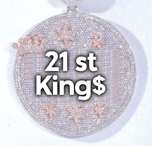 CUSTOM LETTER NECKLACE 3D BIG CROWN DISC