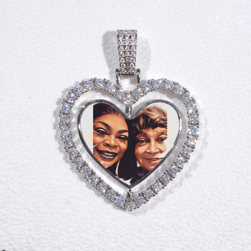3D Spinning 2-Faced Heart Custom Picture Pendant