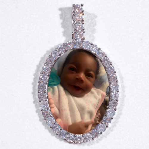 Large 3D Oval Custom Picture Pendant