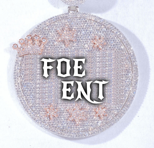 CUSTOM LETTER NECKLACE 3D BIG CROWN DISC