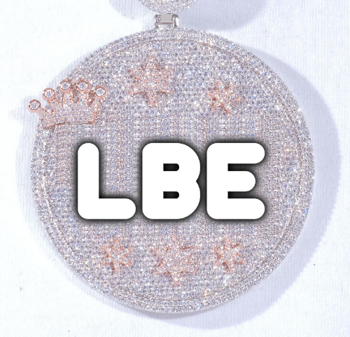 CUSTOM LETTER NECKLACE 3D BIG CROWN DISC