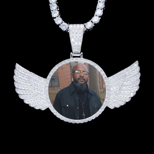 925S & VVS Moissanite 3D Wing Custom Picture Pendant