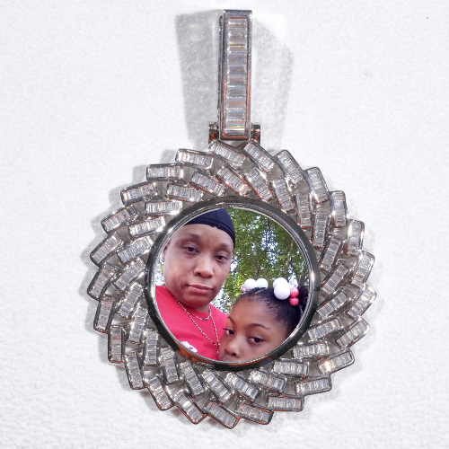 Large 3D Baguette Custom Picture Pendant