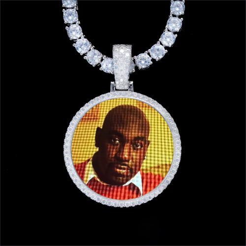 925S & VVS Moissanite 3D Circle Custom Picture Pendant