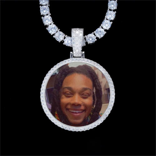 925S & VVS Moissanite 3D Circle Custom Picture Pendant