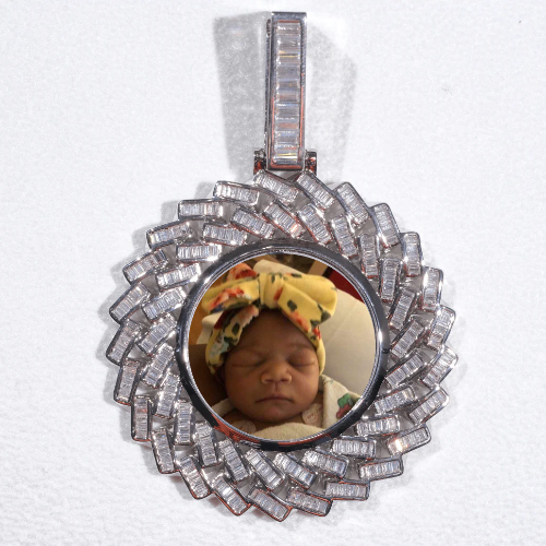 Large 3D Baguette Custom Picture Pendant