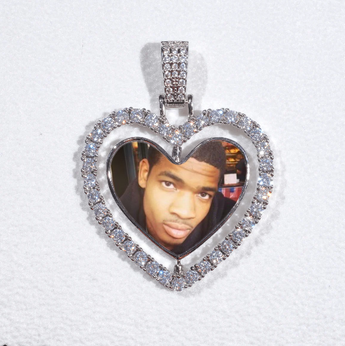 3D Spinning 2-Faced Heart Custom Picture Pendant