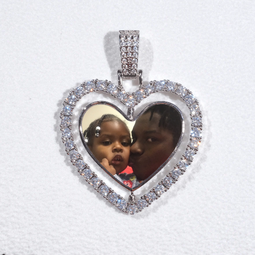 3D Spinning 2-Faced Heart Custom Picture Pendant