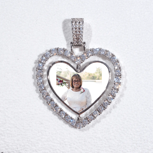 3D Spinning 2-Faced Heart Custom Picture Pendant