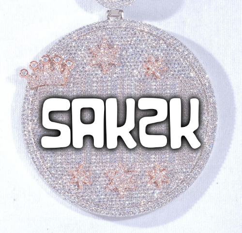 CUSTOM LETTER NECKLACE 3D BIG CROWN DISC