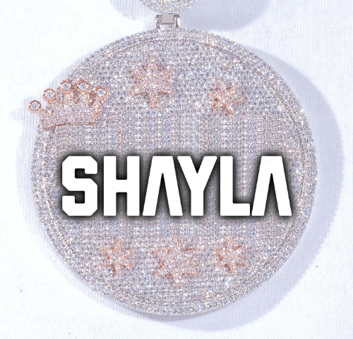 CUSTOM LETTER NECKLACE 3D BIG CROWN DISC