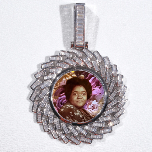 Large 3D Baguette Custom Picture Pendant