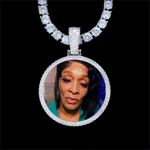 925S & VVS Moissanite 3D Circle Custom Picture Pendant