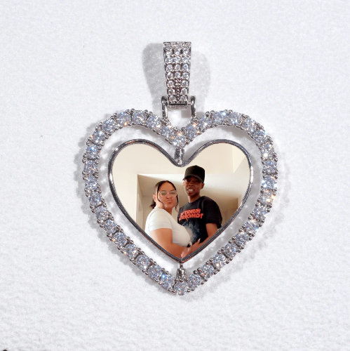 3D Spinning 2-Faced Heart Custom Picture Pendant