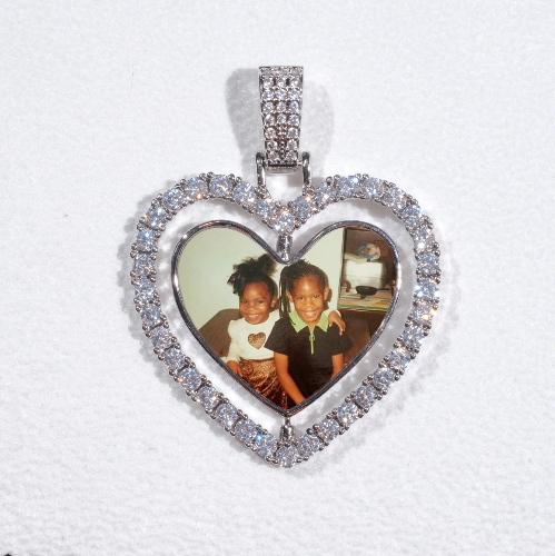 3D Spinning 2-Faced Heart Custom Picture Pendant