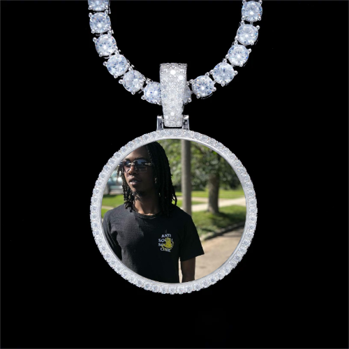 925S & VVS Moissanite 3D Circle Custom Picture Pendant
