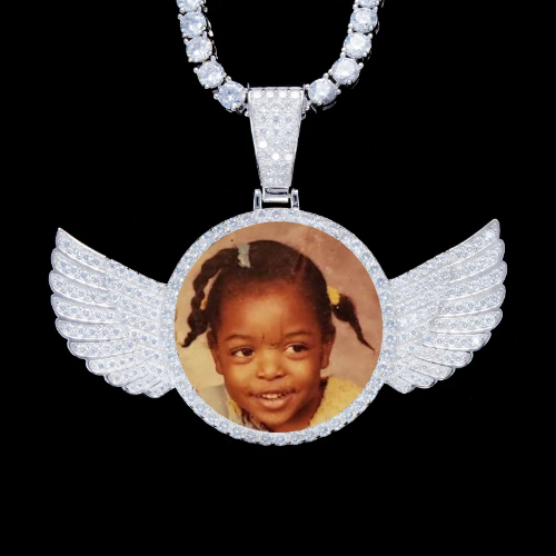 925S & VVS Moissanite 3D Wing Custom Picture Pendant