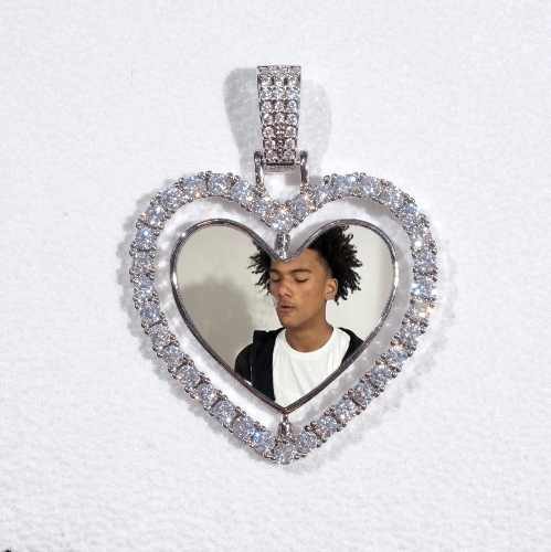 3D Spinning 2-Faced Heart Custom Picture Pendant