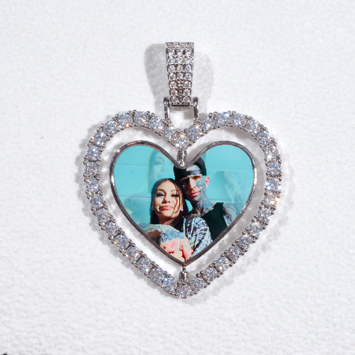 3D Spinning 2-Faced Heart Custom Picture Pendant
