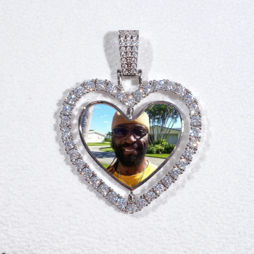 3D Spinning 2-Faced Heart Custom Picture Pendant