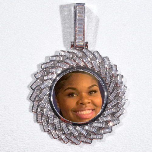 Large 3D Baguette Custom Picture Pendant