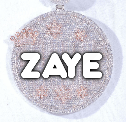 CUSTOM LETTER NECKLACE 3D BIG CROWN DISC