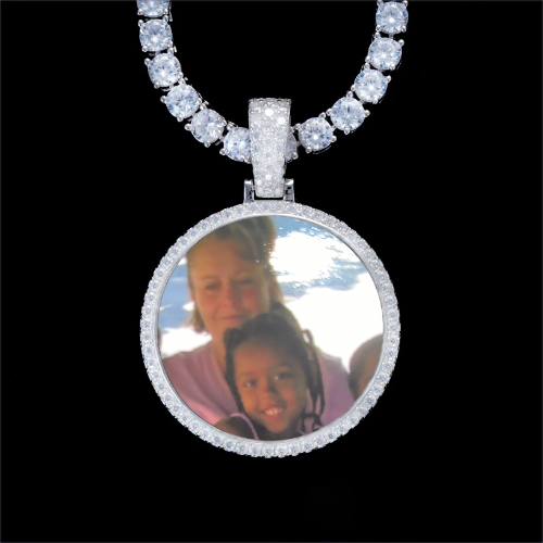 925S & VVS Moissanite 3D Circle Custom Picture Pendant