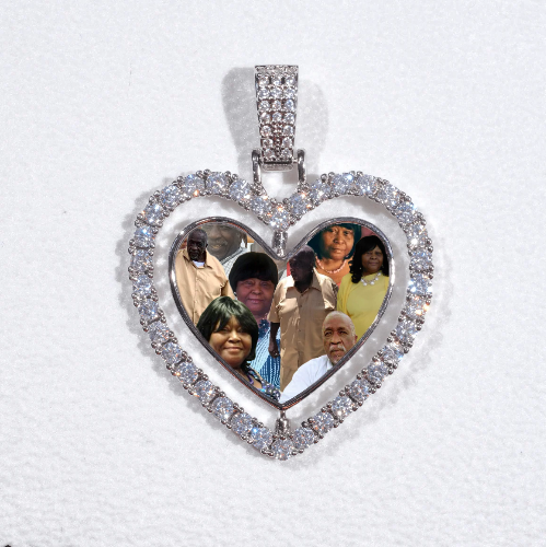 3D Spinning 2-Faced Heart Custom Picture Pendant
