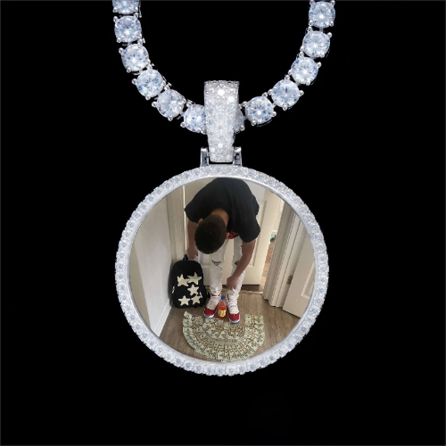 925S & VVS Moissanite 3D Circle Custom Picture Pendant