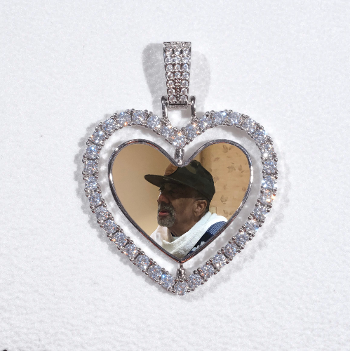 3D Spinning 2-Faced Heart Custom Picture Pendant