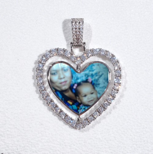 3D Spinning 2-Faced Heart Custom Picture Pendant