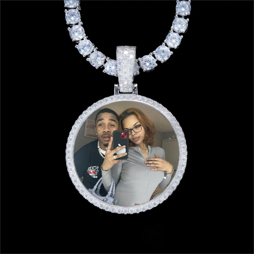 925S & VVS Moissanite 3D Circle Custom Picture Pendant