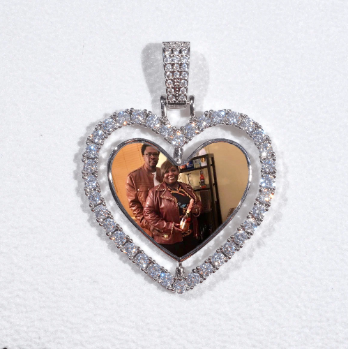 3D Spinning 2-Faced Heart Custom Picture Pendant