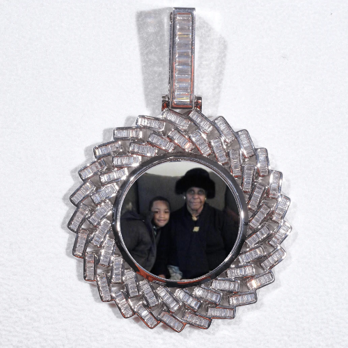Large 3D Baguette Custom Picture Pendant