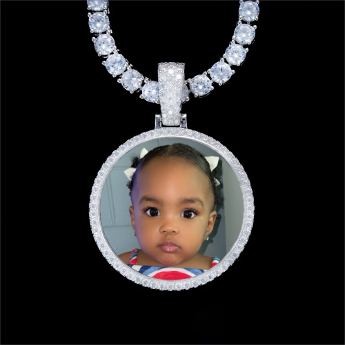 925S & VVS Moissanite 3D Circle Custom Picture Pendant