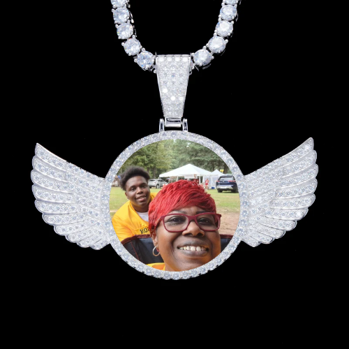 925S & VVS Moissanite 3D Wing Custom Picture Pendant