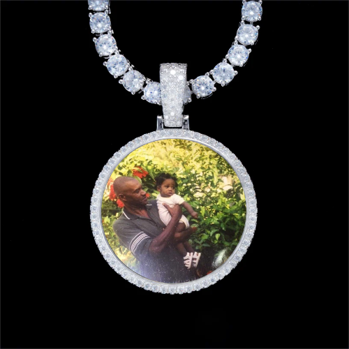 925S & VVS Moissanite 3D Circle Custom Picture Pendant