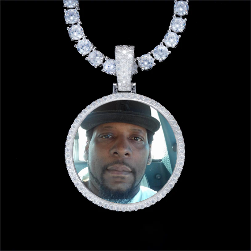 925S & VVS Moissanite 3D Circle Custom Picture Pendant