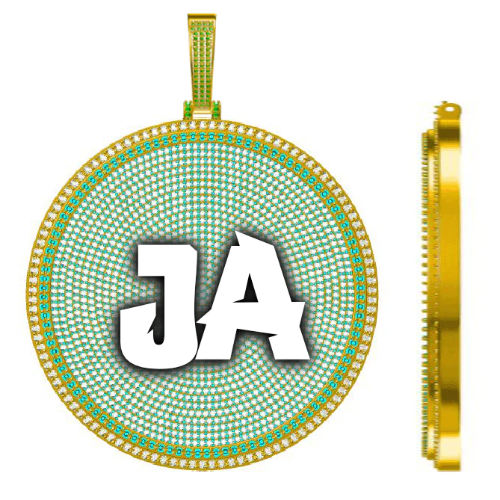 CUSTOM LETTER NECKLACE 3D BIG DISC
