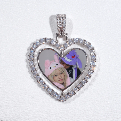 3D Spinning 2-Faced Heart Custom Picture Pendant