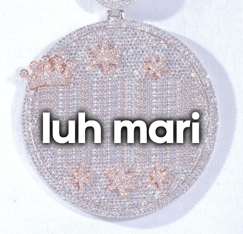 CUSTOM LETTER NECKLACE 3D BIG CROWN DISC