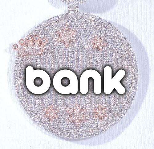 CUSTOM LETTER NECKLACE 3D BIG CROWN DISC