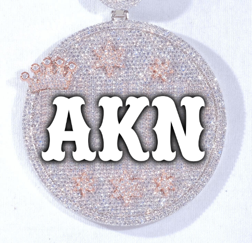 CUSTOM LETTER NECKLACE 3D BIG CROWN DISC