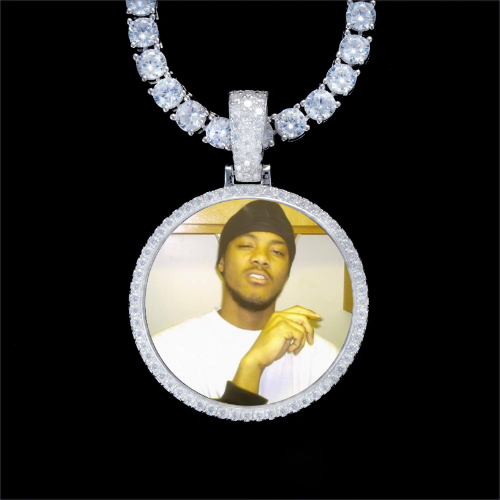 925S & VVS Moissanite 3D Circle Custom Picture Pendant
