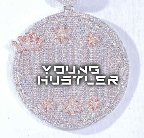 CUSTOM LETTER NECKLACE 3D BIG CROWN DISC