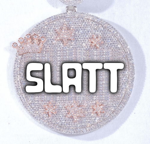 CUSTOM LETTER NECKLACE 3D BIG CROWN DISC