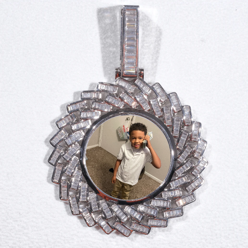 Large 3D Baguette Custom Picture Pendant